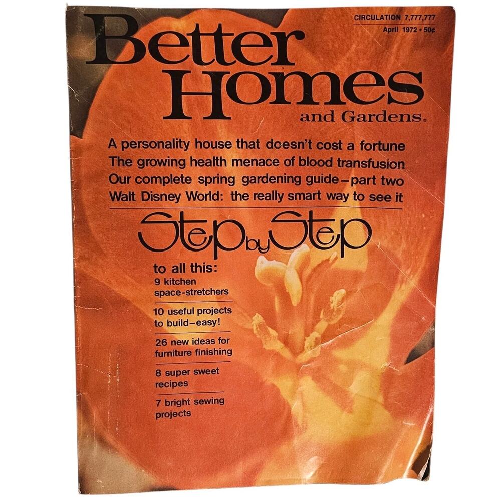 BETTER HOMES & GARDENS MAGAZINE April 1972 Vintage Complete Tears Please Read